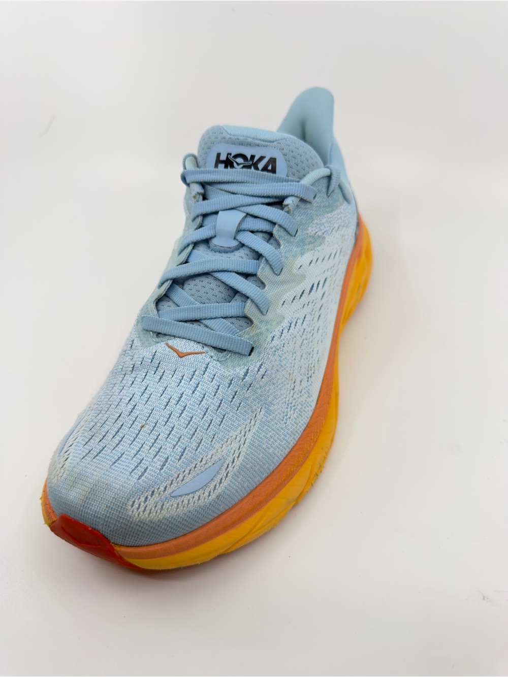 Hoka One One Women Size 8 Blue Orange Clifton 8 Running Shoes Sneakers - Picture 6 of 9
